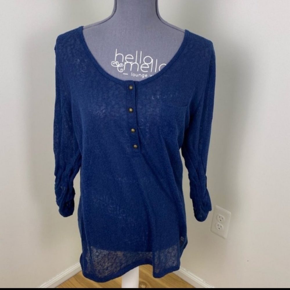 Deb blue henley style long sleeve shirt size 2x